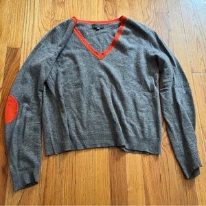 Gray and Orange V-Neck Sweater